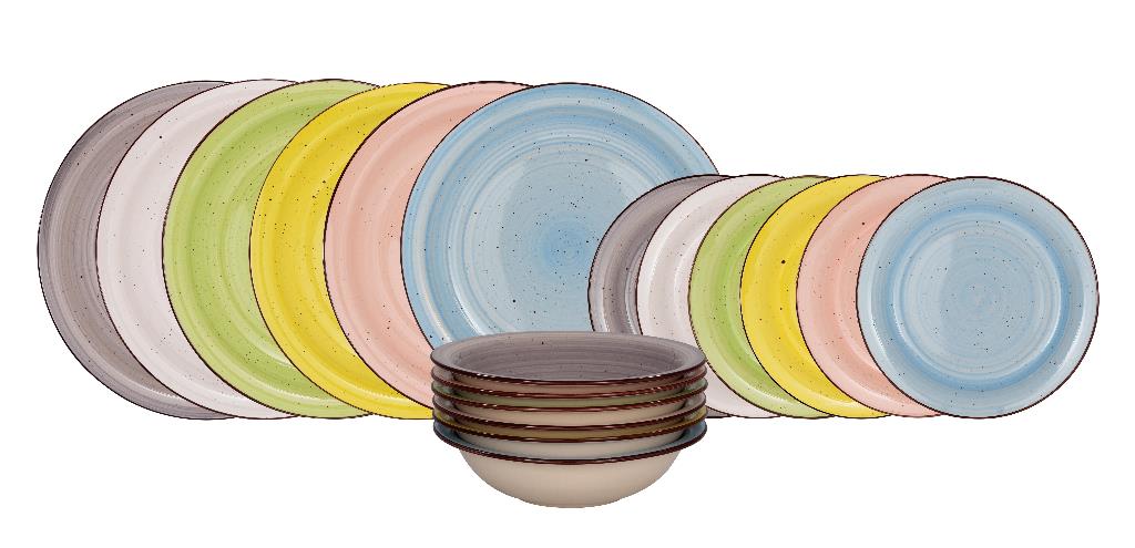 Servizio tavola Rural 18 pezzi in porcellana colorata - immagine 2