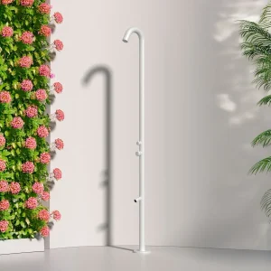 Doccia esterna Sined Quartu Bianca – acciaio inox 316L bianco opaco, miscelatore e lavapiedi