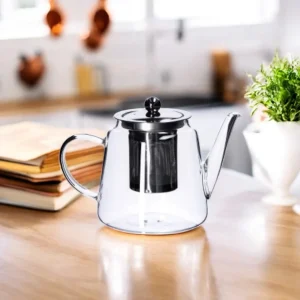 Teiera in Vetro Borosilicato e Acciaio – 800 ml
