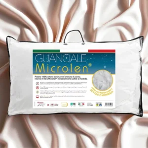 Guanciale Microlen in Fibra Effetto Piuma con Federa in Percalle di Cotone – 50×80 cm